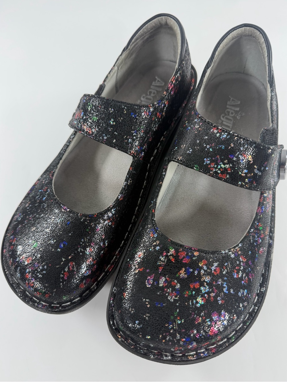 Alegria Black Multi-Glitter Mary Jane Shoes